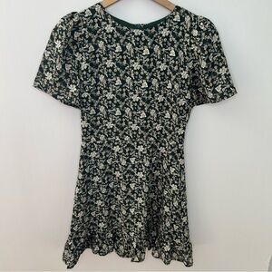 VICI from Nordstrom Dark Green Floral Dress with Metallic Stripe, Size XS